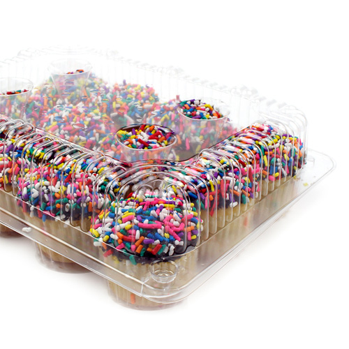 Hinged Clear Plastic Container for 12 Mini Muffins, Case of 300 image 1