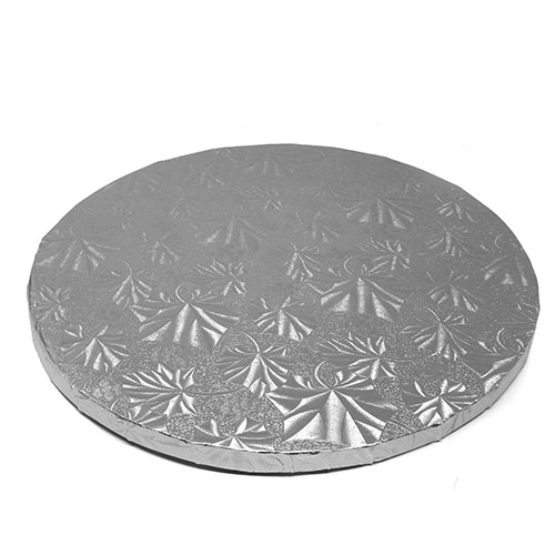 Round Silver Cake Drum Board, 12" x 1/2" High, Pack of 6 image 1