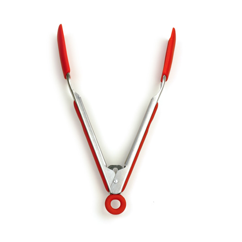 RSVP International Endurance Square Tip Silicone 9" Tongs, Red  image 1