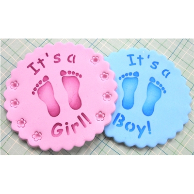 Designer Stencils C981 Script It's a Boy/Girl Cookie Top 3" image 1