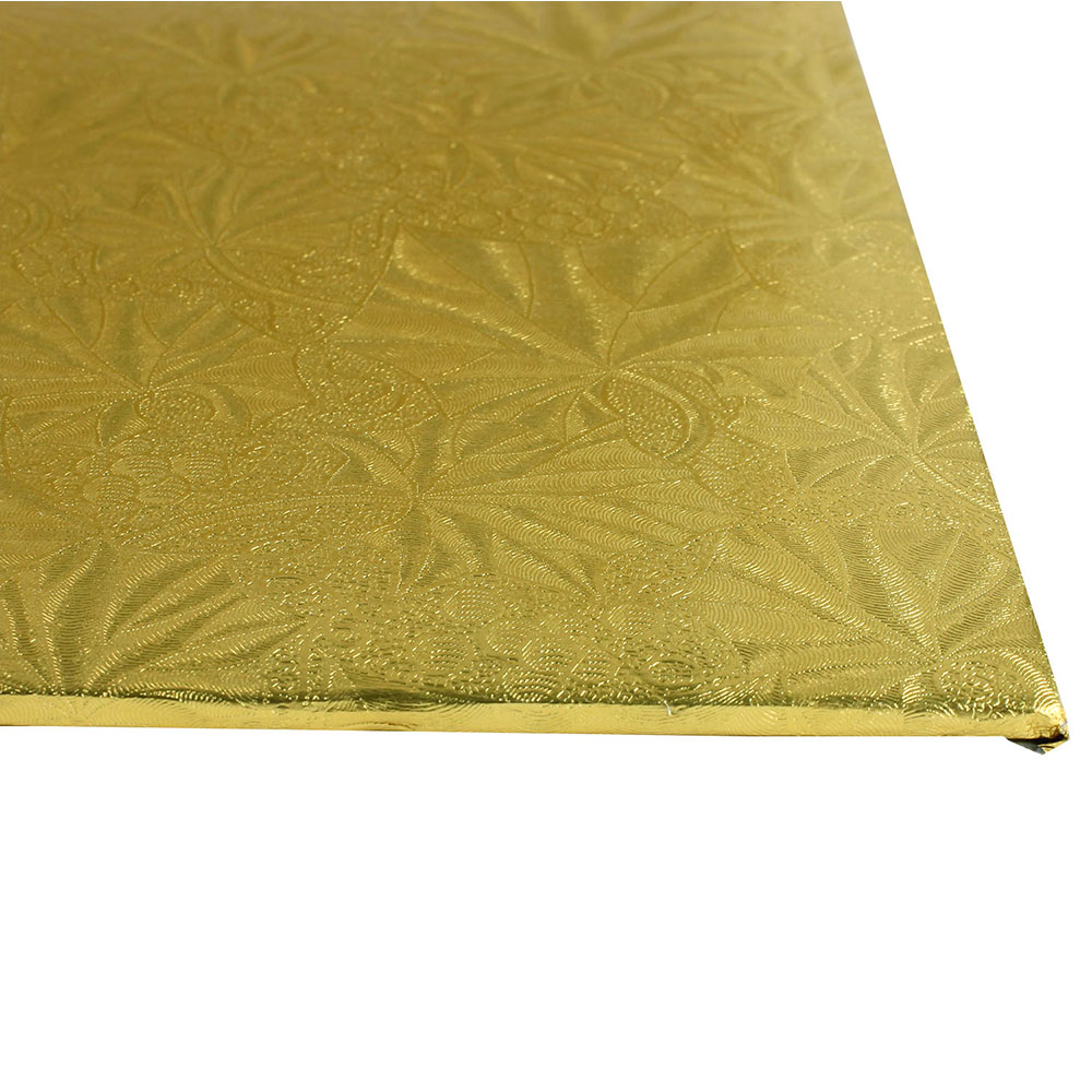 Square Gold Foil Cake Board, 12" x 1/4" Thick, Pack of 12  image 1