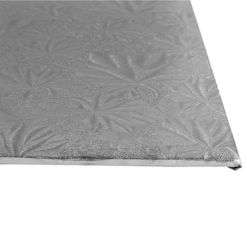 Square Silver Foil Cake Board, 9" x 1/4" Thick, Pack of 12  image 1