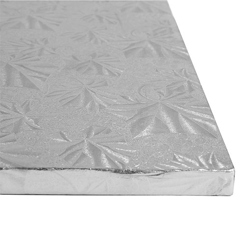 Square Silver Foil Cake Board, 18" x 1/2" Thick, Pack of 6  image 1