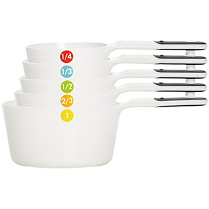 Oxo 11111102 Good Grips Set of Measuring Cups with Scraper, White image 1