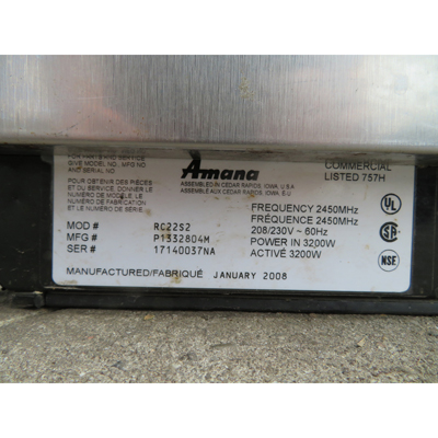 Amana RC22S2 Commercial Microwave 208/230V, 3200W, Used Excellent Condition image 3