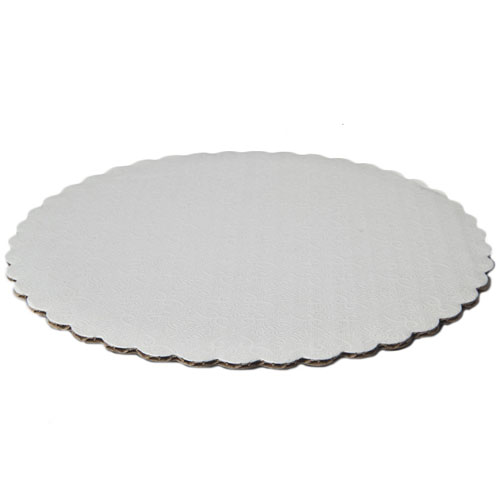 White Scalloped Round Cake Board, 12", Pack Of 10 image 1