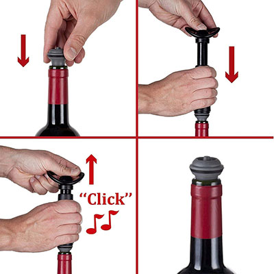 Vacuvin 0854460 Black Plastic Wine Saver with Stopper image 1