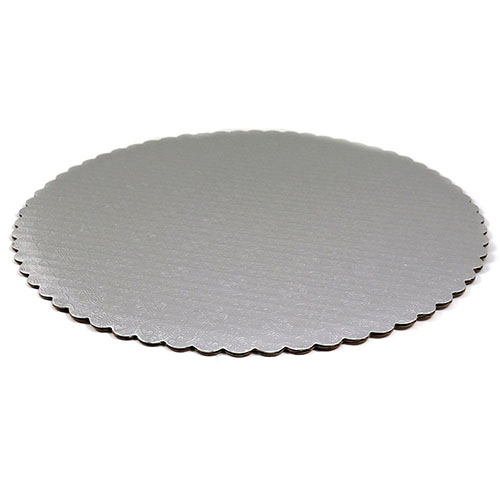 O'Creme Silver Scalloped Round Cake & Pastry Board, 14", Pack of 10 image 1