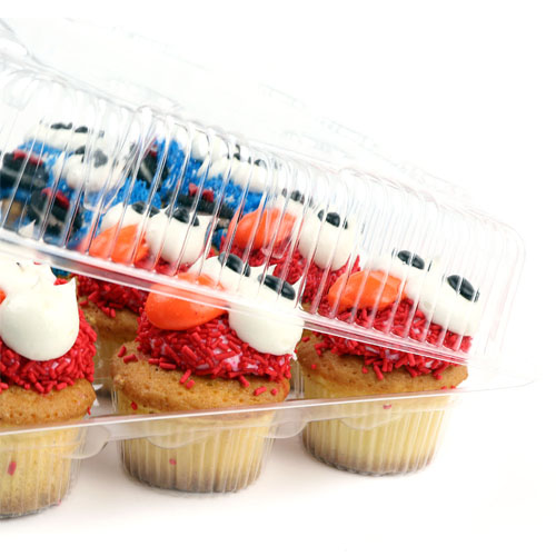 Hinged Clear Plastic Container for 12 Muffins, Pack of 5 image 2