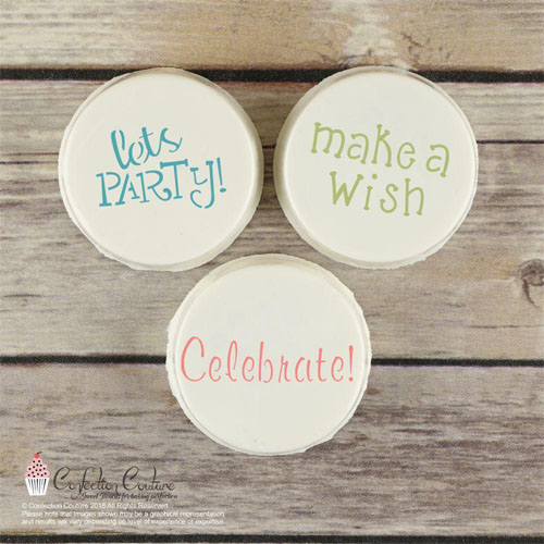 Confection Couture Birthday Words Cookie Stencil image 1