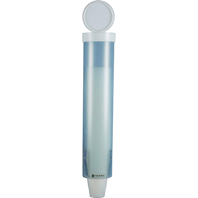 San Jamar C3165FBL Pull Type Cup Dispenser, Fits 4 to 10 oz Cone and Flat Bottom Cups, 16" Tube Length, Frosted Blue image 1