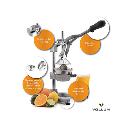 Vollum Manual Stainless Steel Extra Large Fruit Juicer image 2