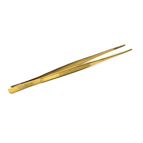 O'Creme Gold Stainless Steel Straight Tip Tweezers, 10"  image 1