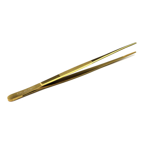 O'Creme Gold Stainless Steel Straight Tip Tweezers, 10"  image 2
