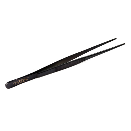 O'Creme Black Stainless Steel Straight Tip Tweezers, 10" image 1
