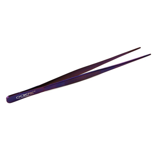 O'Creme Purple Stainless Steel Straight Tip Tweezers, 10" image 1
