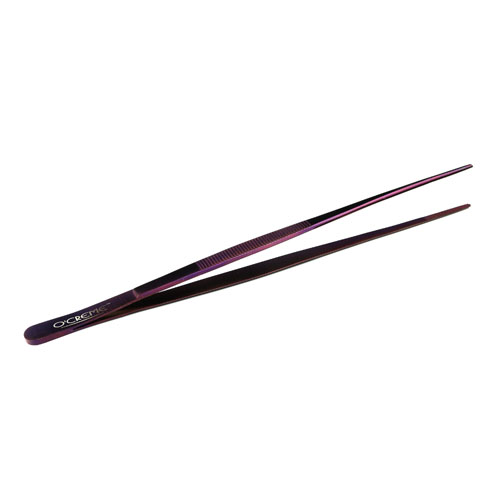 O'Creme Purple Stainless Steel Straight Tip Tweezers, 10" image 2