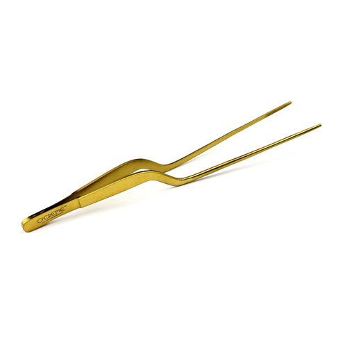 O'Creme Gold Stainless Steel Fine Tip Offset Tweezers, 8"  image 1