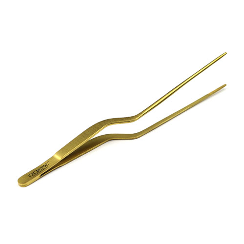 O'Creme Gold Stainless Steel Fine Tip Offset Tweezers, 8"  image 2