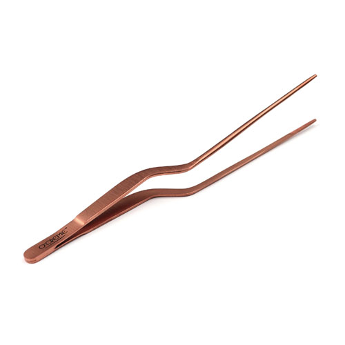 O'Creme Rose Gold Stainless Steel Fine Tip Offset Tweezers, 8"  image 2