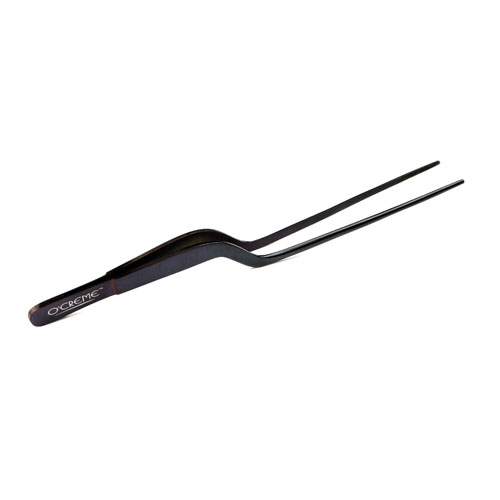 O'Creme Black Stainless Steel Fine Tip Offset Tweezers, 8"  image 1