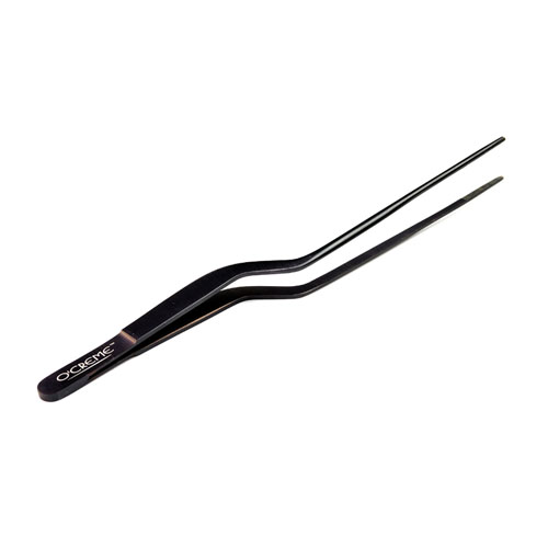 O'Creme Black Stainless Steel Fine Tip Offset Tweezers, 8"  image 2