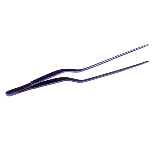 O'Creme Purple Stainless Steel Fine Tip Offset Tweezers, 8"  image 2
