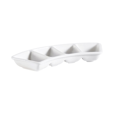 CAC China CN-4B8 Arched Rectangle 4 Compartment Accessories Dish 8-1/2" x 3" x 1" High - Case Of 36 image 1