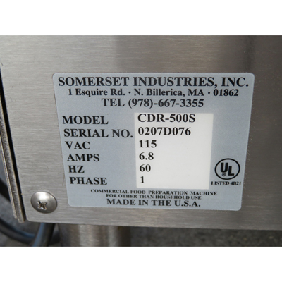 Somerset CDR-500S Dough Sheeter, Used Excellent Condition image 3