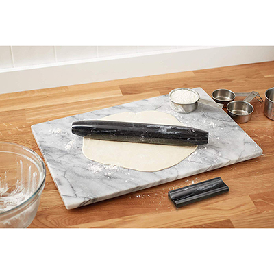 Fox Run 48759 12" French Style Marble Tapered Rolling Pin with Marble Stand, Black image 3