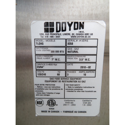 Doyon TLOIIG Rack Oven, Gas, Used Very Good Condition image 3