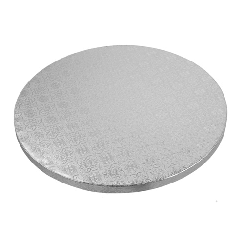 O'Creme Round Silver Cake Drum Board, 14" x 1/2" High, Pack of 5 image 1