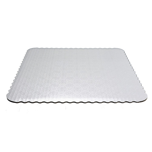 O'Creme White Scalloped Corrugated Square Cake Board, 12", Pack of 10 image 1