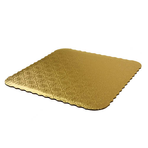 O'Creme Gold Corrugated Scalloped Square Cake Board, 9", Pack of 10  image 1