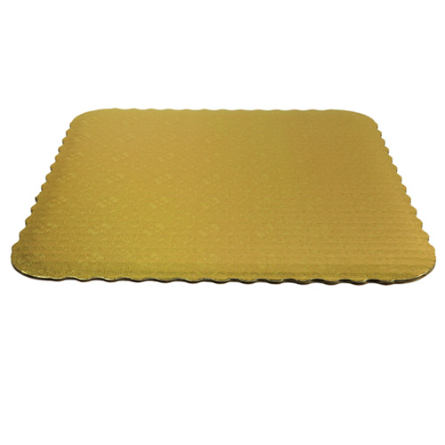 O'Creme Gold Corrugated Scalloped Square Cake Board, 8", Pack of 10 image 2