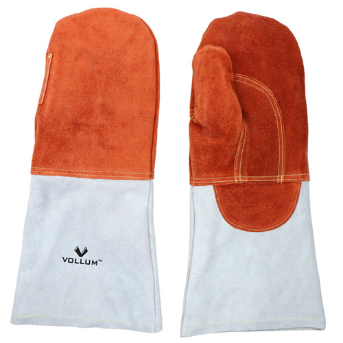 Vollum High Heat Leather Oven Mitts, Orange, 16" image 2