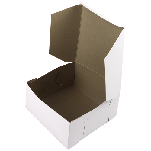 O'Creme One Piece White Cake Box, 7" x 7" x 4", Pack of 10 image 1