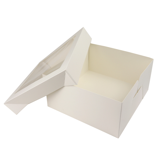 O'Creme White Cake Box Bottom with Separate-Piece Window Top; 12" x 12" x 6"  - Pack Of 5 image 1