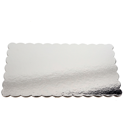 Silver Scalloped Log Cake Boards 6.5" x 11.25", Case of 50 image 1