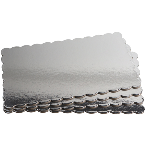 Silver Scalloped Log Cake Boards 6.5" x 11.25", Case of 50 image 2