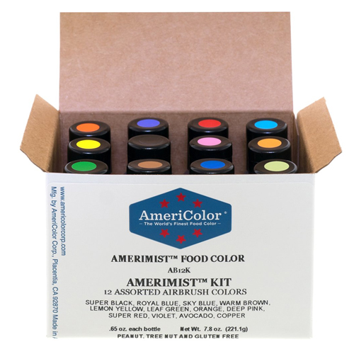 Americolor Amerimist Air Brush Food Color Kit, 12 Colors image 1