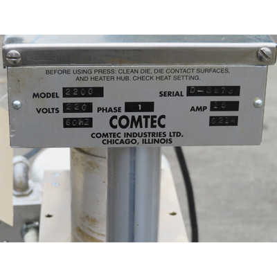 Comtec 2200 Double Pie and Pastry Crust Forming Press with 11" Die, Used Very Good Condition image 2