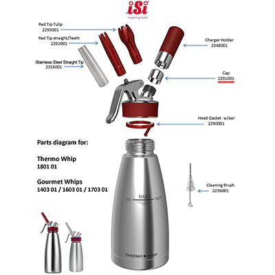 ISI 2291001 Cap for Gourmet and Thermo Whips image 1