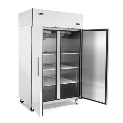 Atosa MBF8005GR Reach-In 2 Section Top Mount Refrigerator 51-3/4"W x 33-1/4"D x 82-7/8"H with 2 Locking Solid Doors image 1