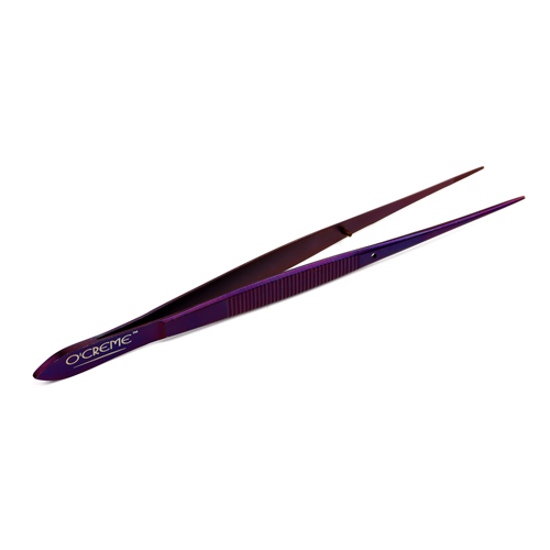 O'Creme Stainless Steel Purple Straight Fine Tip Tweezers, 6.25"  image 1