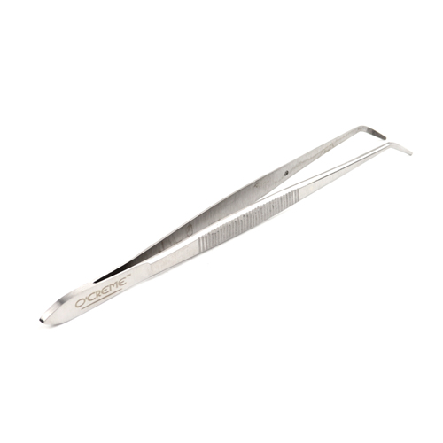 O'Creme Stainless Steel Silver Curved Fine Tip Tweezers, 6.25"  image 1