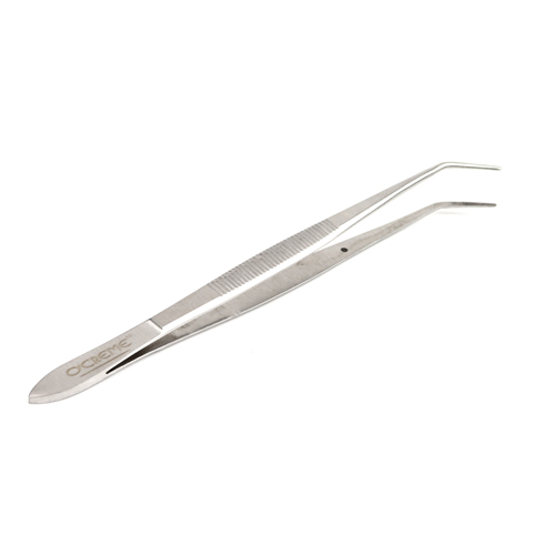O'Creme Stainless Steel Silver Curved Fine Tip Tweezers, 6.25"  image 2