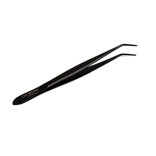 O'Creme Stainless Steel Black Curved Fine Tip Tweezers, 6.25"  image 2