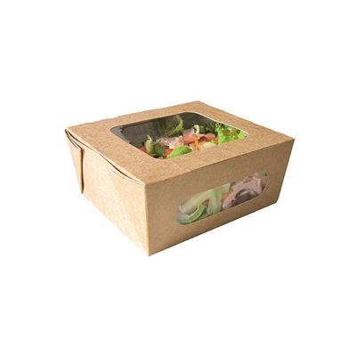 Packnwood Easy Closing Kraft Salad Box with 2 Windows, 5.9" x 5.3" x 2.5" H, Case of 160 image 2