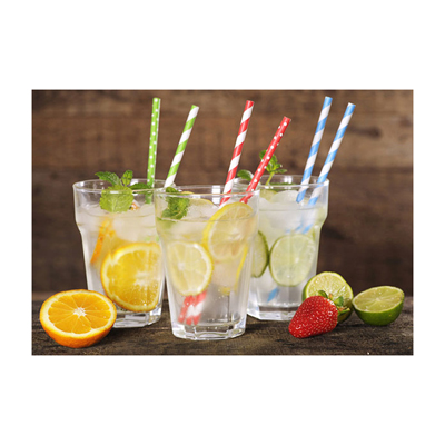 Packnwood Durable Unwrapped Lime Green & White Chevron Design Paper Straws, .2" Dia. x 7.75", Case of 3000 image 1